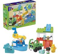 Mega BLOKS, Green Town Ocean Time Clean, Juguete de construcción para niños pequeños con 70 Bloques, 3 Figuras, niños Mayores de 1 año, HPB49