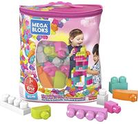 Mega Bloks Juego de Construcciones 80 Piezas con Bolsa Ecológica Rosa, Juguete Bebé +1 Año (Mattel DCH62)