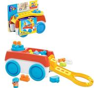 Mega Bloks Remolque Vagón giratorio con 20 piezas y figura, bloques de colores (Mattel HHN00)