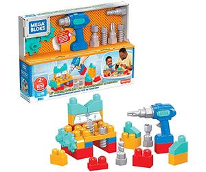 Mega Bloks Set de construcción con Taladro Bloques de construcción, Juguete para niños +1 año (Mattel GXK36)