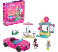 Mega Construx Barbie Coche descapotable y Stand de Helados Bloques de construcción, Mini muñecas y Accesorios, Juguete +6 años (Mattel HPN78)