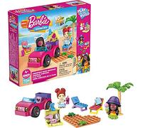 MEGA Construx Barbie Playa Malibú, muñecas y Coche de Juguete de Bloques de construcción con Accesorios Mattel GWR79