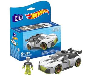 Mega Construx Hot Wheels Coche de Carreras Audi R8 LMS GT2 Bloques de construcción con Figura, Juguete +5 años (Mattel HKF93)