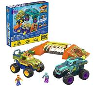 Mega Construx Hot Wheels Monster Trucks Pista Mega Wrex Smash & Crash 2 Coches de Juguete de Bloques de construcción, Juguete +5 años (Mattel HKF89)