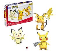 Mega Construx Pack 3 Pokémon Rayo (Pichu, Pikachu y Raichu) Figuras de Bloques de construcción, Juguete para niños y niñas +6 años (Mattel GYH06)