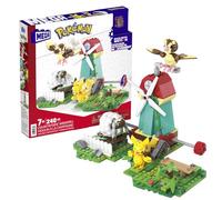MEGA Construx Pokemon Ciudad del viento, 240 bloques y juego de construcción con movimiento con Pikachu, Wooloo y Pidgey, juguete +7 años (Mattel HKT21)