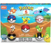 MEGA Construx Pokémon Pack 5 Pokeballs Bloques de construcción con Personajes, 118 Piezas, Juguete +6 años (Mattel GHP85)