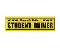 Mega Format Señal de seguridad para parachoques con texto en inglés «Please Be Patient Student Driver», resistente a la intemperie, vinilo laminado impermeable de 7,6 x 25,4 cm, adhesivo extraíble para nuevos conductores o principiantes (5 unidades)