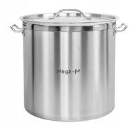 Mega-M Olla GRANDE inducción de acero inoxidable AISI 443 con tapa PRO cocina cerámica, eléctrica, gas, inducción, asas sin calor, tapa incluida (50 L)