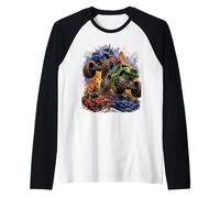 Mega Monster Trucks Car Crush Mayhem Arena Camiseta Manga Raglan