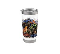 Mega Monster Trucks Car Crush Mayhem Arena Vaso térmico de acero inoxidable de doble pared