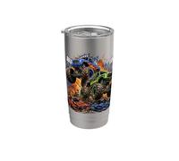 Mega Monster Trucks Car Crush Mayhem Arena Vaso térmico de acero inoxidable de doble pared