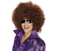 Mega Peluca Afro Hombre Mujer 1970s Disco Baile Elegante Derss Accesorio Marrón