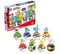 Mega Pokémon Entrenador Principiante Pack 8 Pokeballs con Personajes, 191 Bloques de construcción, Incluye a Bulbasaur, Charmander, Squirtle y Pikachu Entre Otros, Juguete +6 años (HTJ75)