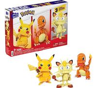 MEGA Pokemon Figura de acción juguetes de construcción para niños, Kanto Region Trio con 529 piezas, construible y articulable Pikachu Charmander Meowth