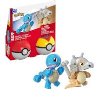 MEGA Pokémon Squirtle y Cubone, Set de bloques de construcción con 2 personajes y 2 Pokeballs (una roja y una amarilla), 45 piezas, juguete regalo para niños y niñas +6 años, HXP15