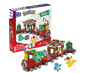 Mega Pokémon Tren Festivo Juguetes de construcción con 4 Figuras articuladas, 373 Piezas, Idea de Regalo para niños y niñas, HHP69