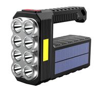 Mega Power - Linterna solar de mano de 8 LED, linterna portátil recargable superbrillante de 1200 mAh, potente reflector de alta luminosidad para barco, foco LED de mano con 8 lentes para