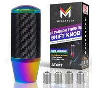Mega Racer Neo Chrome Carbon Fiber Shift Knob | Buttonless Automatic Manual Shift Knobs | Car Gear Shifter | 6 Speed 4 5 Speed | Stick Shift Knobs