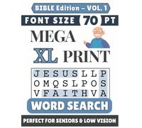 Mega XL 70-pt Print Bible Word Search (VOL. 1): Designed for Seniors | 60 Bible Themed Puzzles | 8.5x11 Inches | Thoughtful Gift for Parents, Grandparents & Loved Ones (Mega XL Print Word Search)