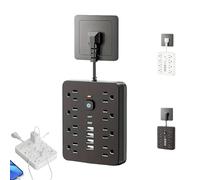 MegaCharge 14-in-1 Wall Socket - Fast, Compact & Surge-Protected, with 4 USB Ports(2 Type- C), Flat Plug Extension Cord with Multiple Outlets, for Home Office Travel (Black,1.5M)
