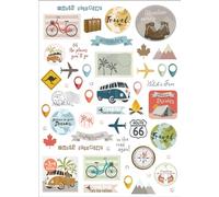 MegaCrea - Etiquetas adhesivas para viajes (0,5 a 4,5 cm, 104 unidades)