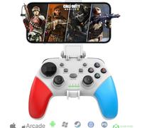 Megadream Controlador de juegos móvil inalámbrico para iPhone/Android/iPad/PC/Switch/PS4/PC Joystick con soporte para teléfono, juego en la nube compatible, transmisión en PS5/Xbox, Turbo, blanco