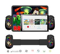 Megadream Controlador de juegos móvil para iPad/Tablet (13-25 cm) RGB Wireless Bluetooth Gamepad para iPhone/Android/PC, joysticks Hall Effects con disparador lineal, función turbo, color negro