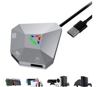 Megadream Convertidor de teclado y mouse NS-Switch, adaptador de teclado y mouse para PS4, PS3, Xbox ONE y 360, 1 tipo C y 3 micro USB