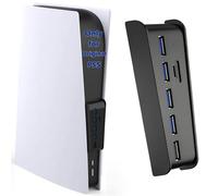 Megadream - Hub USB de 5 Puertos para PS5, Adaptador Divisor de Cargador de expansión de Alta Velocidad con 4 USB + 1 Puerto de Carga USB + 1 Puerto Tipo C, Compatible con Consola de Juegos