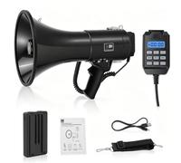 Megáfono portátil de 100 W con micrófono extraíble, Bluetooth, grabación USB, batería de 4800 mAh, alcance de 2000 m, 3 fuentes de alimentación, correa para el hombro para eventos, mercado, avisos de