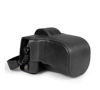 MegaGear Estuche de Cuero Genuino para cámara Fujifilm X-T50 (16-50 mm y 18-55 mm)- Elegante y Protector (Negro)