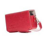 MegaGear Estuche de Cuero para cámara con Correa Compatible con Sony Cyber-Shot DSC-RX100 VII, ZV-1, DSC-RX100 Vi, DSC-RX100 V, DSC-RX100 IV, DSC-RX100 III, DSC-RX100 II - Rojo