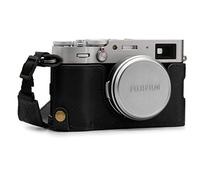 MegaGear Estuche Ever Ready, Media Funda, Estuche de Base, Funda de Pronto Uso de Cuero auténtico, con Correa Compatible con Fujifilm X100V