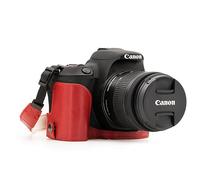 MegaGear "Ever Ready" Estuche de Piel para Cámara Canon EOS Rebel SL2, EOS 200D, Kiss X9 - Estuche protector de fondo - Protección duradera contra caídas, arañazos y golpes (Rojo)