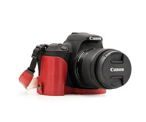 MegaGear "Ever Ready" Estuche de Piel para Cámara Canon EOS Rebel SL2, EOS 200D, Kiss X9 - Estuche protector de fondo - Protección duradera contra caídas, arañazos y golpes (Rojo)