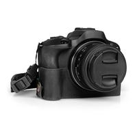 MegaGear Ever Ready - Funda de Piel auténtica para Media cámara Compatible con Canon EOS R100 (Negro)