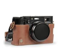 MegaGear Ever Ready - Funda de Piel auténtica para Media cámara Compatible con Fujifilm X100VI (Marrón)