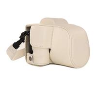 MegaGear Ever Ready - Funda para Canon EOS M50 (15-45 mm, de Cuero, con Correa) Color Blanco