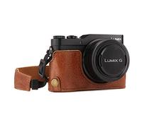 MegaGear Ever Ready - Funda para Panasonic Lumix DC-GX950/GX900/DC-GF10 (de Cuero auténtico, con Correa) Color marrón Oscuro