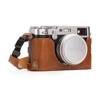 MegaGear Ever Ready - Media Funda de Piel auténtica para cámara y Correa Compatible con Fujifilm X100F