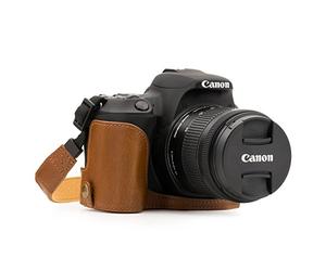 MegaGear Ever Ready - Media Funda de Piel para cámara Canon EOS Rebel SL3, Kiss X10, Rebel SL2, Kiss X9, marrón Claro, MG1308