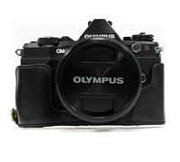 MegaGear Ever Ready MG966 - Funda de Piel con Correa para cámara Olympus OM-D E-M5 Mark II, Color Negro