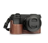 MegaGear Funda de cámara de Cuero Genuino para Sony Alpha a6700 - Elegante y Protectora (Marrón)