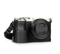 MegaGear Funda de cámara de Cuero Genuino para Sony Alpha a7C II - Elegante y Protectora (Negro)