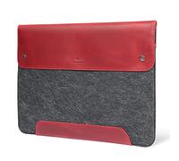 MegaGear Funda de Cuero Genuino Compatible con MacBook Pro 16 y MacBook Air 15-15.5 (M5-M1) - 2020-2026, Rojo