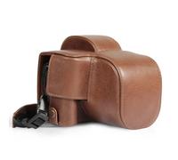 MegaGear Funda de Piel auténtica para cámara para Canon EOS R100 (18-45 mm) - Estuche Elegante y Protector para fotografía Digital, Brun, Estuche para cámara
