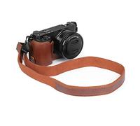 MegaGear Media Funda de Piel auténtica para cámara Ever Ready Compatible con Sony ZV-E10 (Marrón)