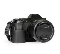 MegaGear Media Funda de Piel auténtica para cámara Fujifilm X-S20 - Bolsa de fotografía Digital Elegante y Protectora - Negro (Negro)
