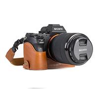 MegaGear MG1125 Ready Funda de Cuero y Correa con Acceso a la batería para Sony Alpha A7S II/A7R II/A7 II - Marrón Claro